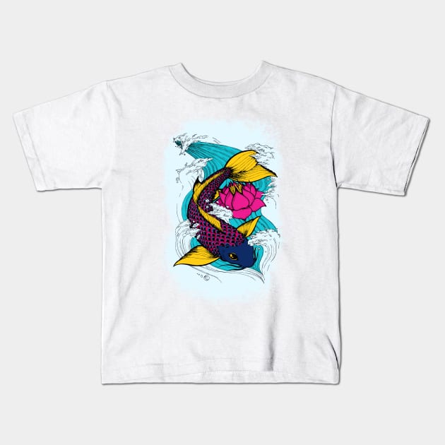 Koi Lotus Kids T-Shirt by FortheMAKARON